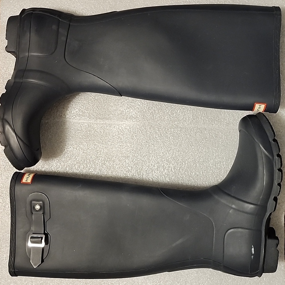 Hunter Matte Black Knee-High Rubber Boots Womens Ladies sz 8 EU 39 EUC